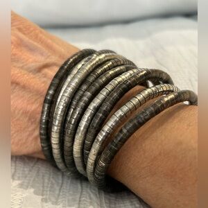 Stackable Metallic Bead Spiral Bracelet